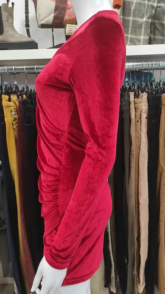Vestito in velluto rosso taglia XS/S
