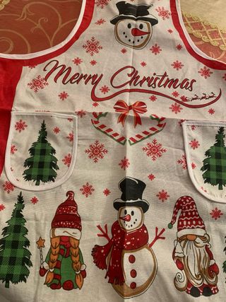 Grembiule Natale Fiocco Rosso Pupazzo Neve