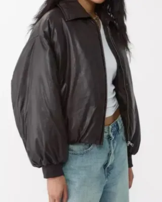 Chaqueta bomber acolchada efecto piel