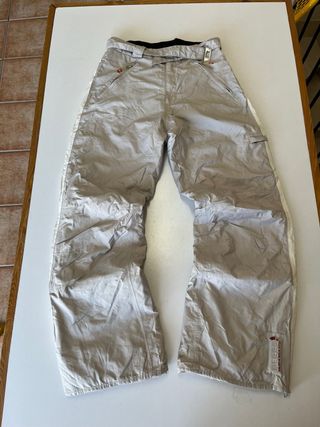 Pantalones de esquí mujer beige y blanco