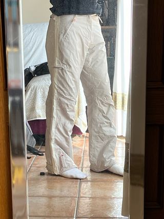 Pantalones de esquí mujer beige y blanco
