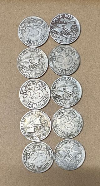 Monedas España 25 Céntimos 1925 (10 uds)
