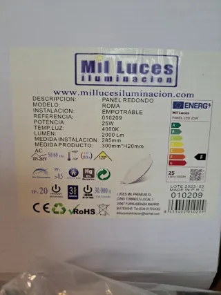 Pack 2 Downlight LED Panel Empotrable Redondo