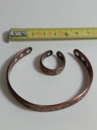 Bracciale e anello rame floreale benessere