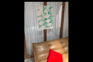 Quadro ad acquerello+ricamo 56x76cm