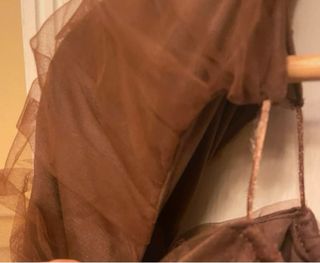 Vestido Mini Zara marrón talla L asimétrico .