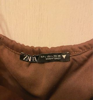 Vestido Mini Zara marrón talla L asimétrico .