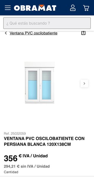 Ventana PVC Oscilobatiente con Persiana Blanca