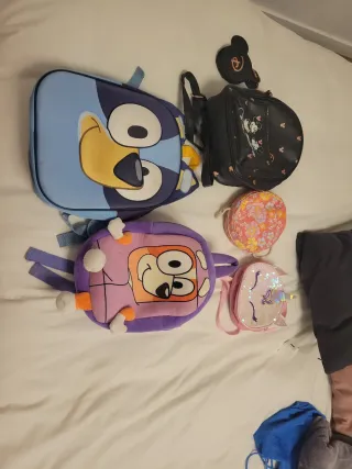 Lote Mochilas Niña Bluey, Minnie, Unicornio