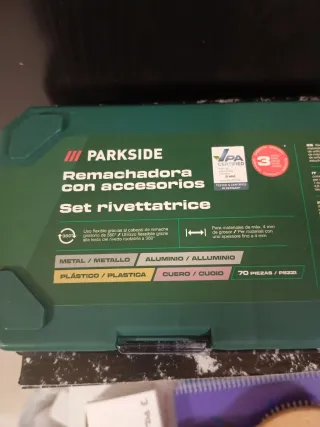 Parkside remachadora con remaches y estuche