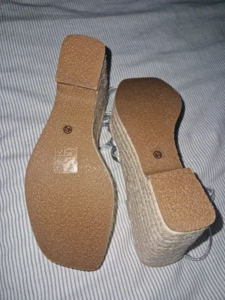 Sandalias cuña plateadas Talla 40