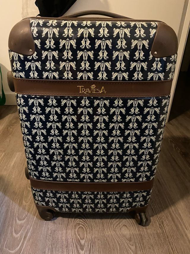 Maleta Traviesa Mediana Azul y Marrón