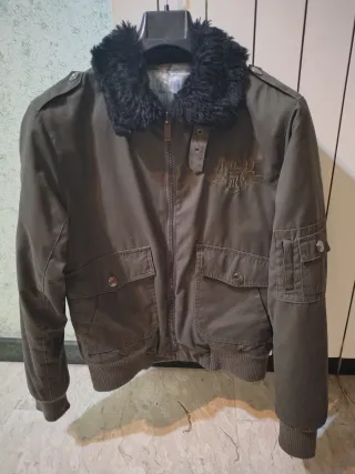 Bomber uomo verdone con pelliccia