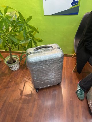 Maleta gris con ruedas