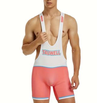 Malla de lucha blanca y rosa