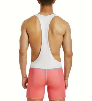 Malla de lucha blanca y rosa