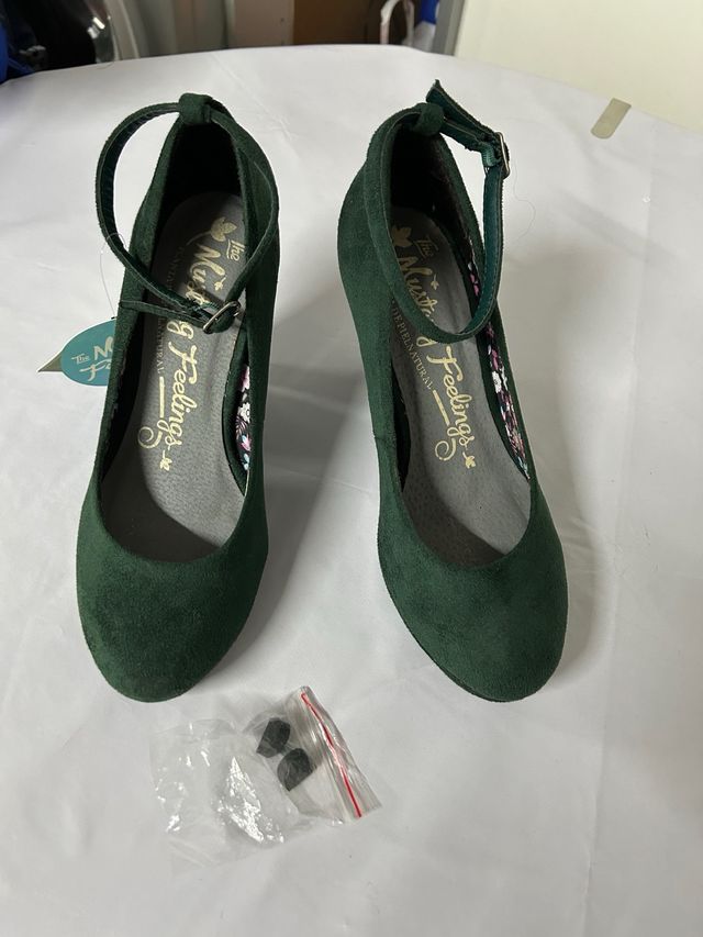 Zapatos Mustang Tacón Verde Talla 40