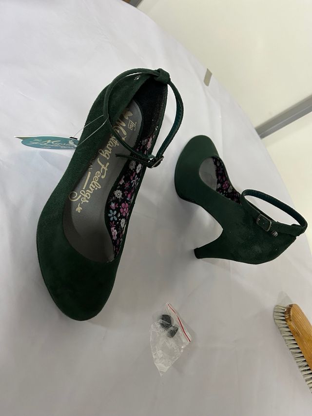 Zapatos Mustang Tacón Verde Talla 40