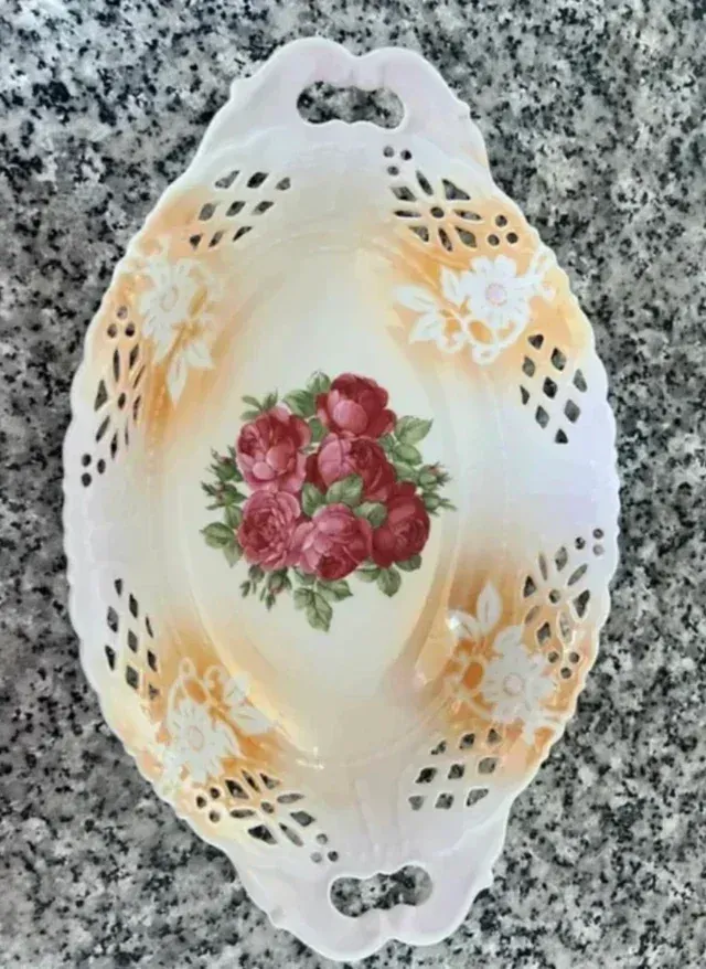 Frutero vintage porcelana fina - dipinto a mano