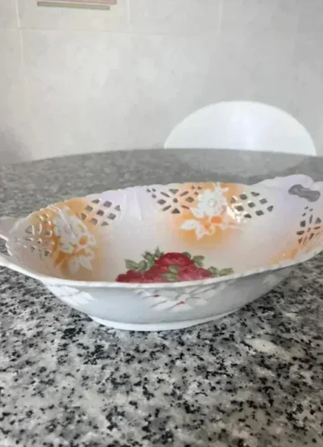 Frutero vintage porcelana fina - dipinto a mano