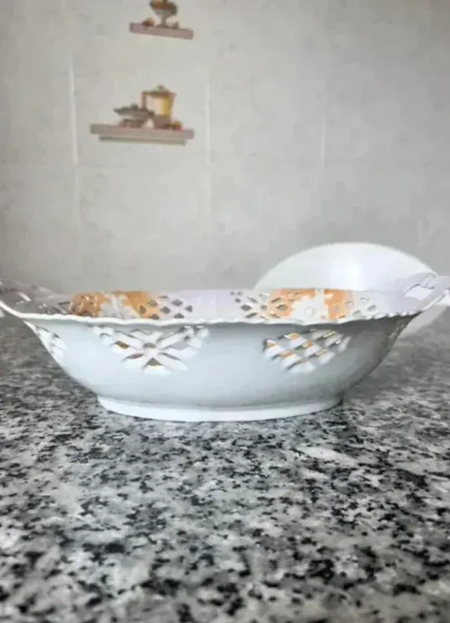 Frutero vintage porcelana fina - dipinto a mano