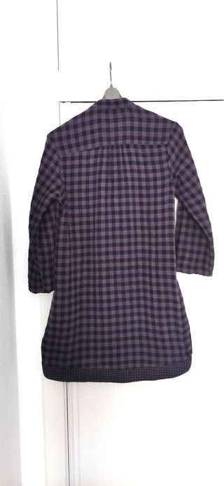 Vestido camisero BSK cuadros morado y negro