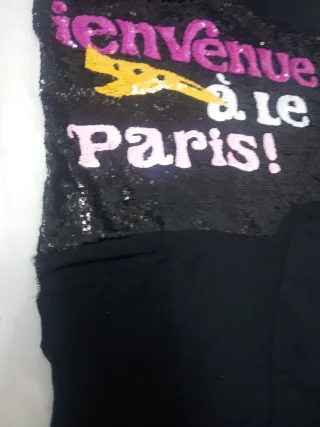 Camiseta negra lentejuelas Bienvenue à Paris