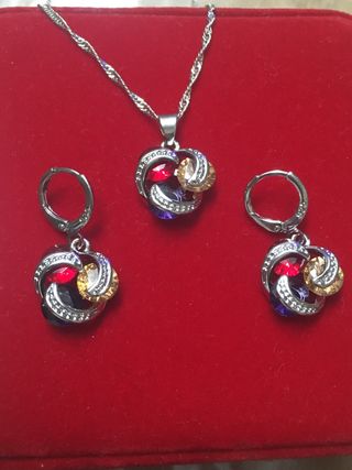 Conjunto Plata 925 Collar y Pendientes