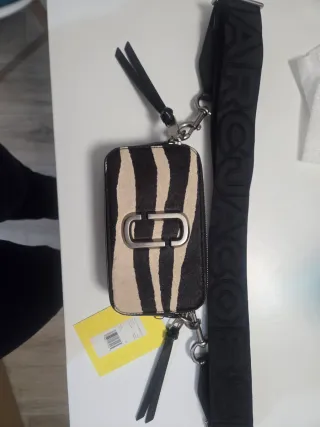 Borsa Marc Jacobs Snapshot zebrata con retro rosso