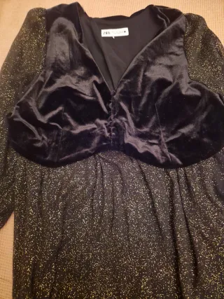 Vestido Zara Negro Brillante