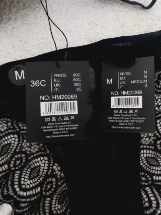 Set Lencería Encaje Negro 90C