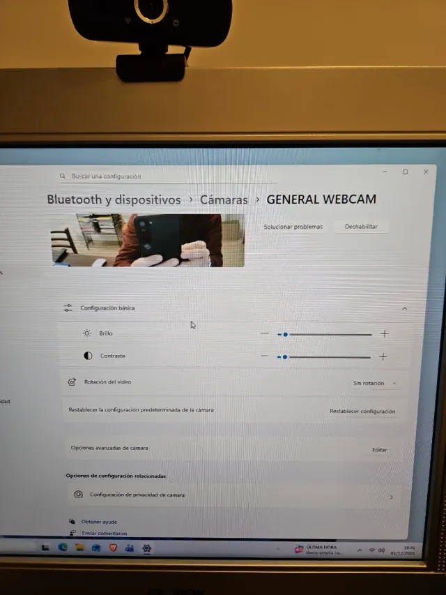 Webcam Cámara Web Negra para Ordenador