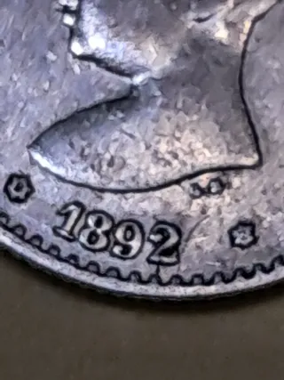 Moneda Alfonso XIII 50 Céntimos 1892 Plata