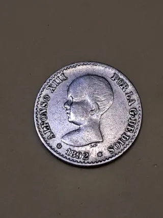 Moneda Alfonso XIII 50 Céntimos 1892 Plata