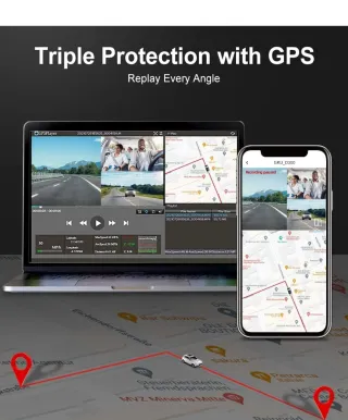 Cámara Coche 5GHz WiFi & GPS, 4K+1080P, 2.5K+Dual.
