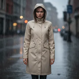 Chubasquero Beige Mujer S NUEVO