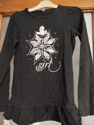 Camiseta niña manga larga con lentejuelas