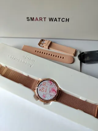 Reloj Inteligente Dorado y Rosa