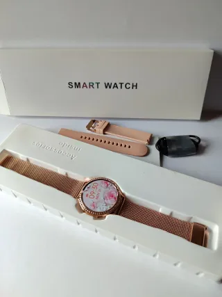 Reloj Inteligente Dorado y Rosa