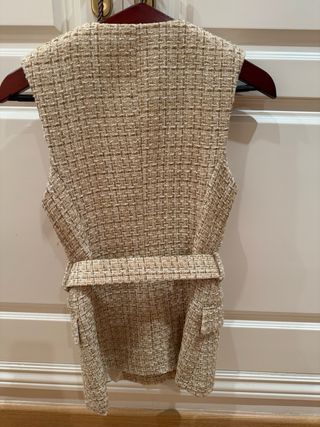 Chaleco Zara Mujer Beige y Marrón