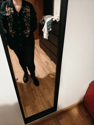 Camisa Zara cuadros bordada flores