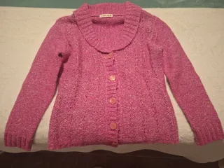 Chaqueta de lana rosa , mezcla con blanco