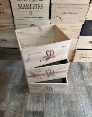 3 cajas de madera almacenaje vinilos