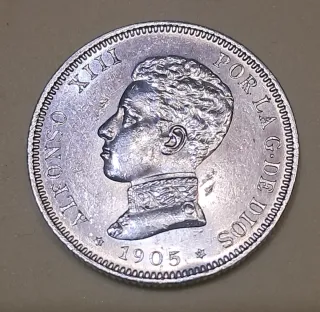 2 Pesetas 1905 España.Alfonso XIII