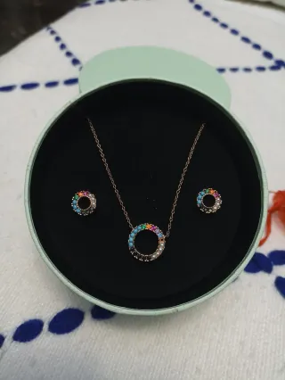 Conjunto Tous Collar y Pendientes Multicolor