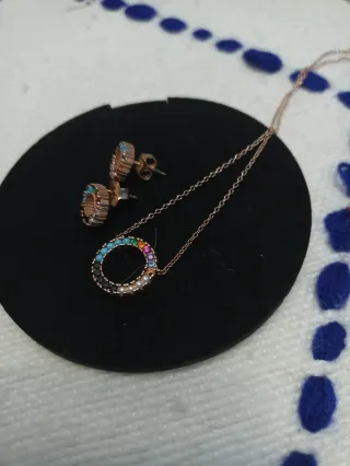 Conjunto Tous Collar y Pendientes Multicolor