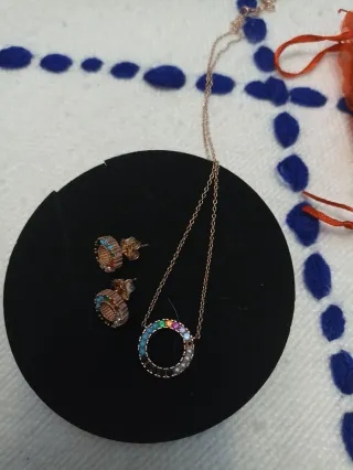 Conjunto Tous Collar y Pendientes Multicolor