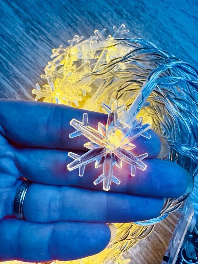 NUOVA! Ghirlanda 40 LED 6m scaglie di neve per Natale