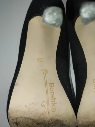 Tacones Bershka Vintage Negros Ante Talla 38