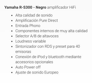 Amplificador Yamaha R-S300 Negro